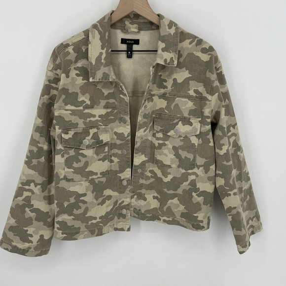 Aqua Jackets & Blazers - Aqua Camouflage Green Denim Jacket Women’s Size Large